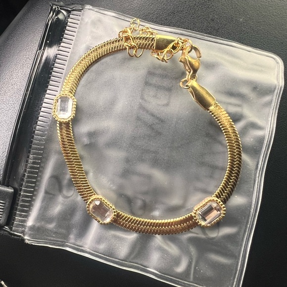 slide Jewelry - Gold Bracelet with Clear Accents